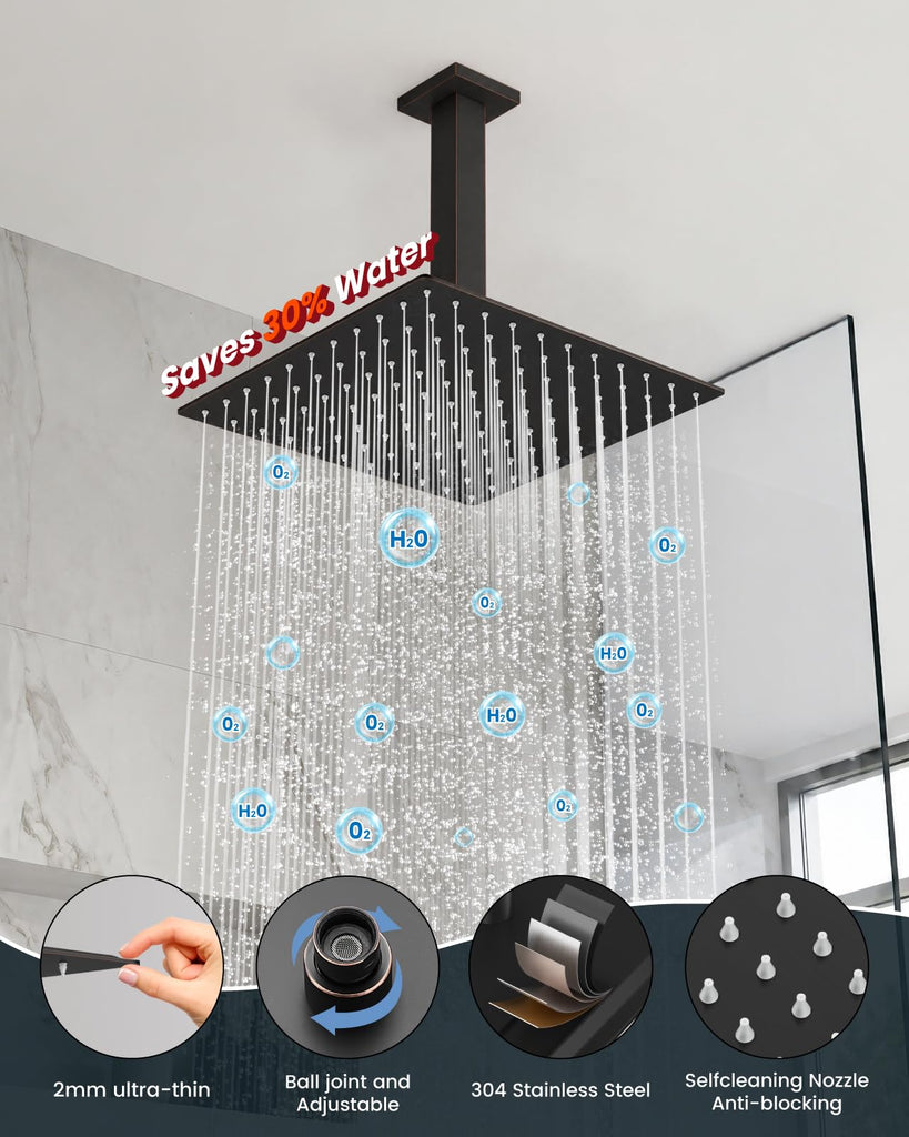 Ceiling Shower System with Handheld Oil Rubbed Bronze, 10 inch Head