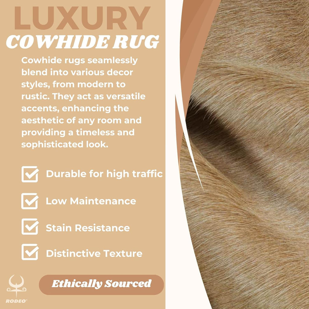 Genuine Cowhide Rug Natural Animal Skin-Area Rugs for Western Theme Decor Ranch/Country House,wall Decor,Natural