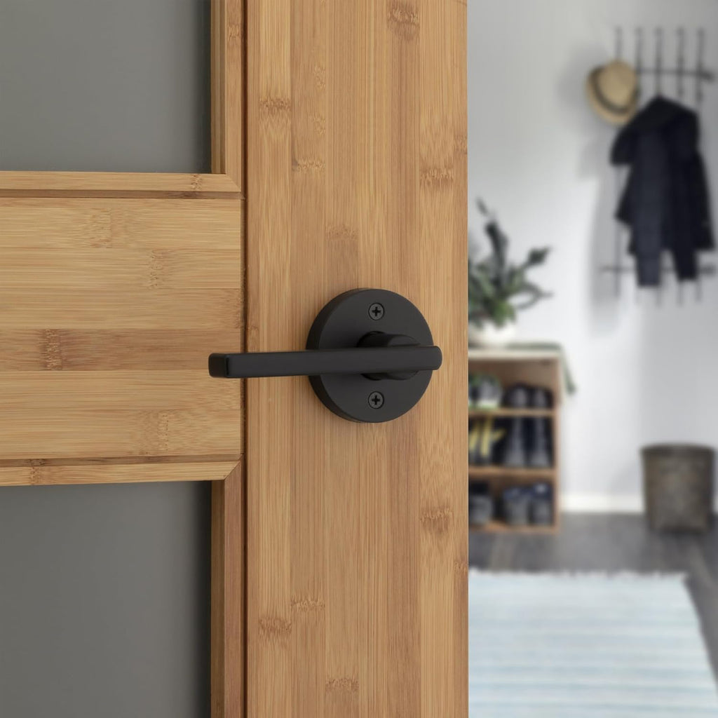 Halifax Interior Passage Door Knob, Round Handle and Hallway Doors, Non-Locking Doorknob in Matte Black
