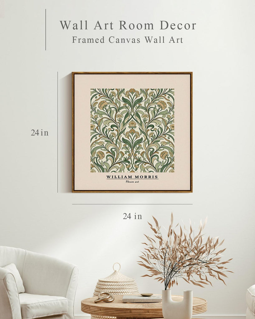 24x24 Square Canvas Wall Art William Morris Floral Pattern Artwork