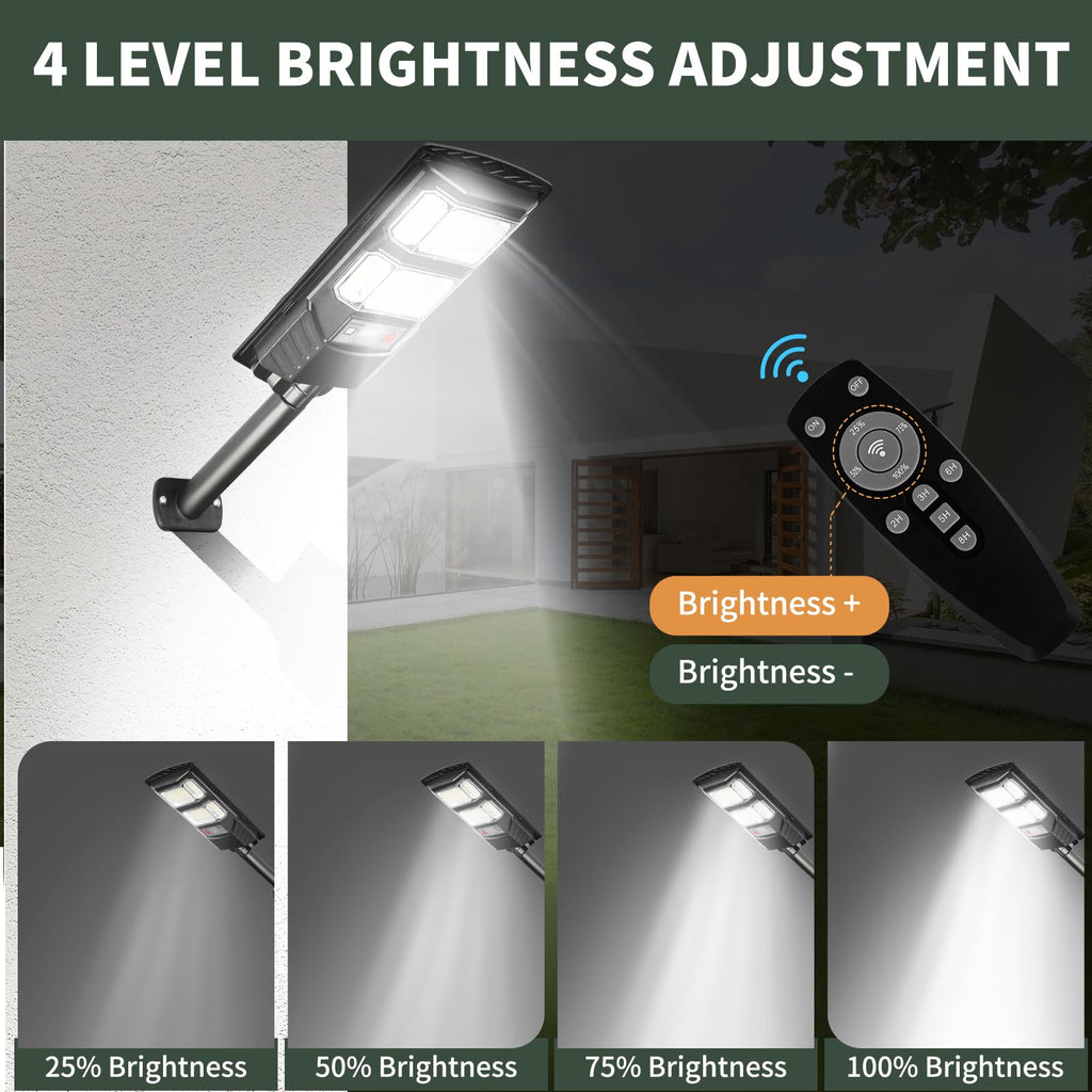 Solar Street Lights Outdoor Waterproof: 2 Pack LED Solar Dusk to Dawn Flood Light Outside 10000 Lumen Solar Powered