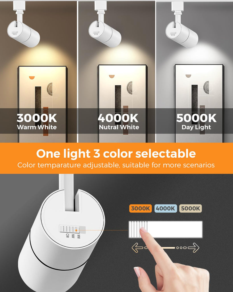 Zoomable 10W LED Track Lighting Heads H Type, White 6 Pack