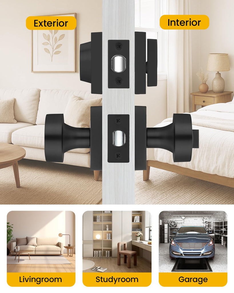 Matte Black Front Door Lock Set with Deadbolt(Keyed alike)3 Pack