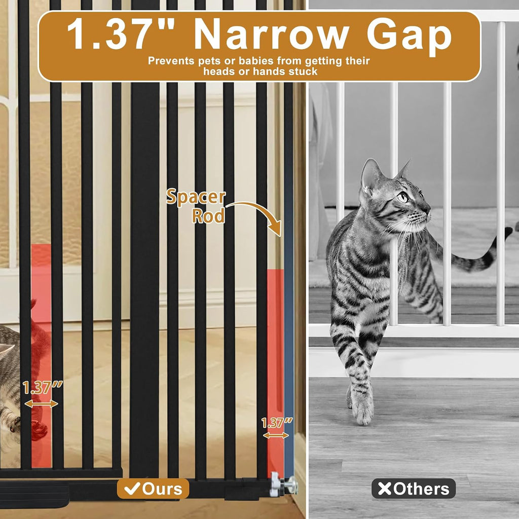 Extra Tall Cat Gate, Extra Wide Adjustable Gate(Black 55''T*48 ''W)