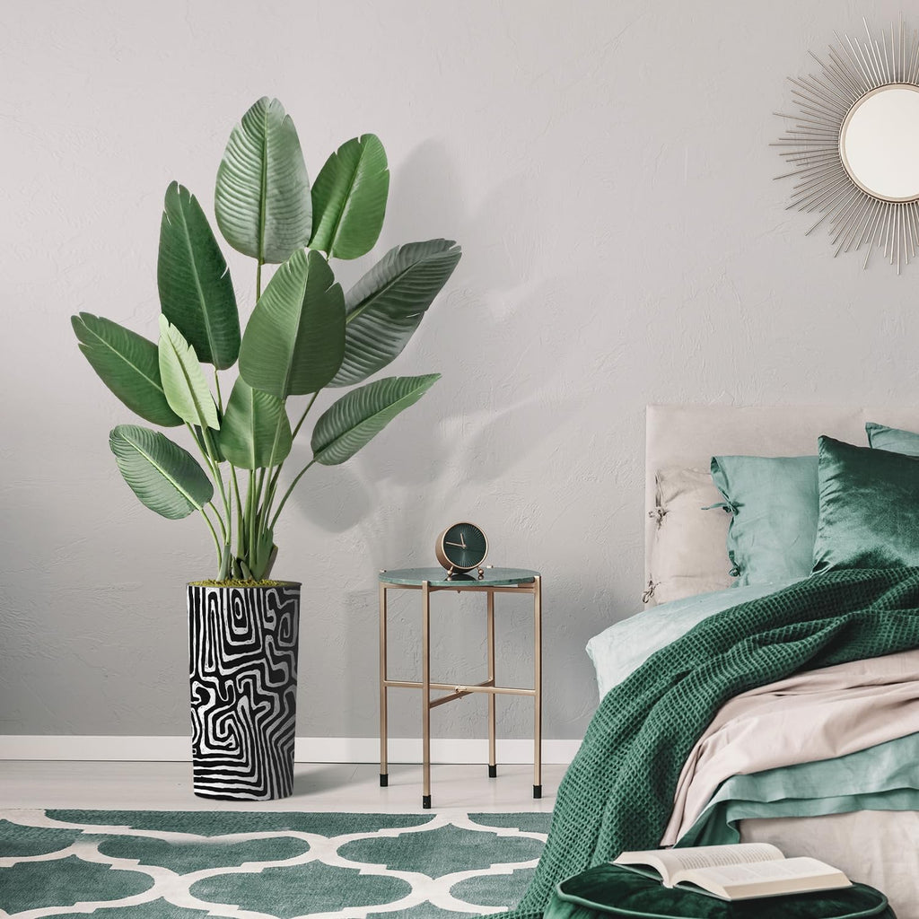 Artificial Tree in Modern Geometric Pattern Planter, Fake Bird of Paradise Silk Tree for Indoor and Outdoor Home