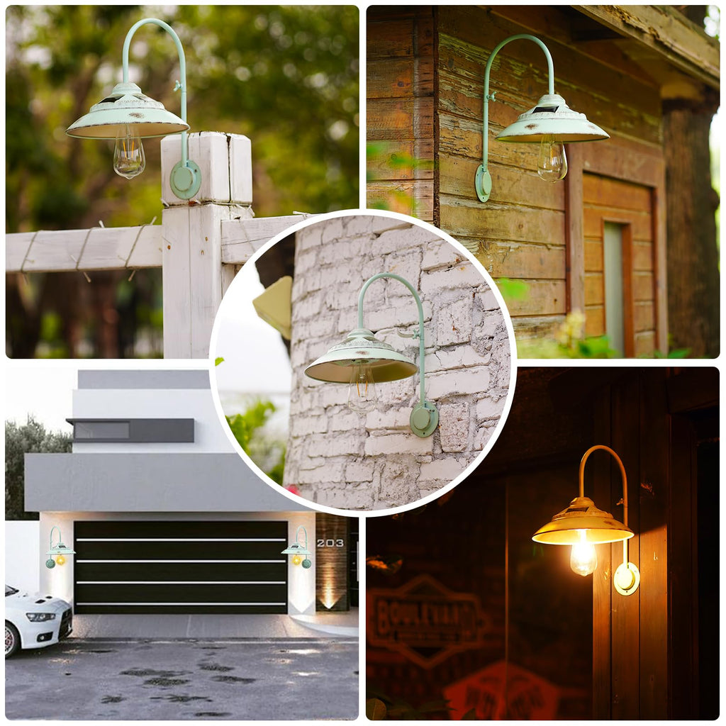 Solar Barn Lights with Motion Sensor - Metal Solar Porch Lights Outdoor with 4 High Efficiency Solar Panels - Rustic