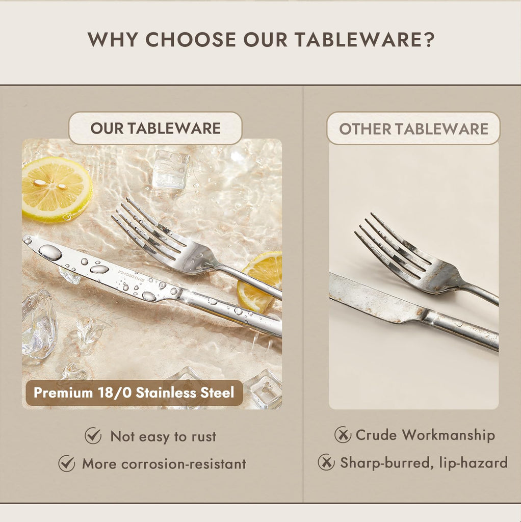 36-Piece Silverware Set with Steak Knives, Forged Flatware Cutlery for 6