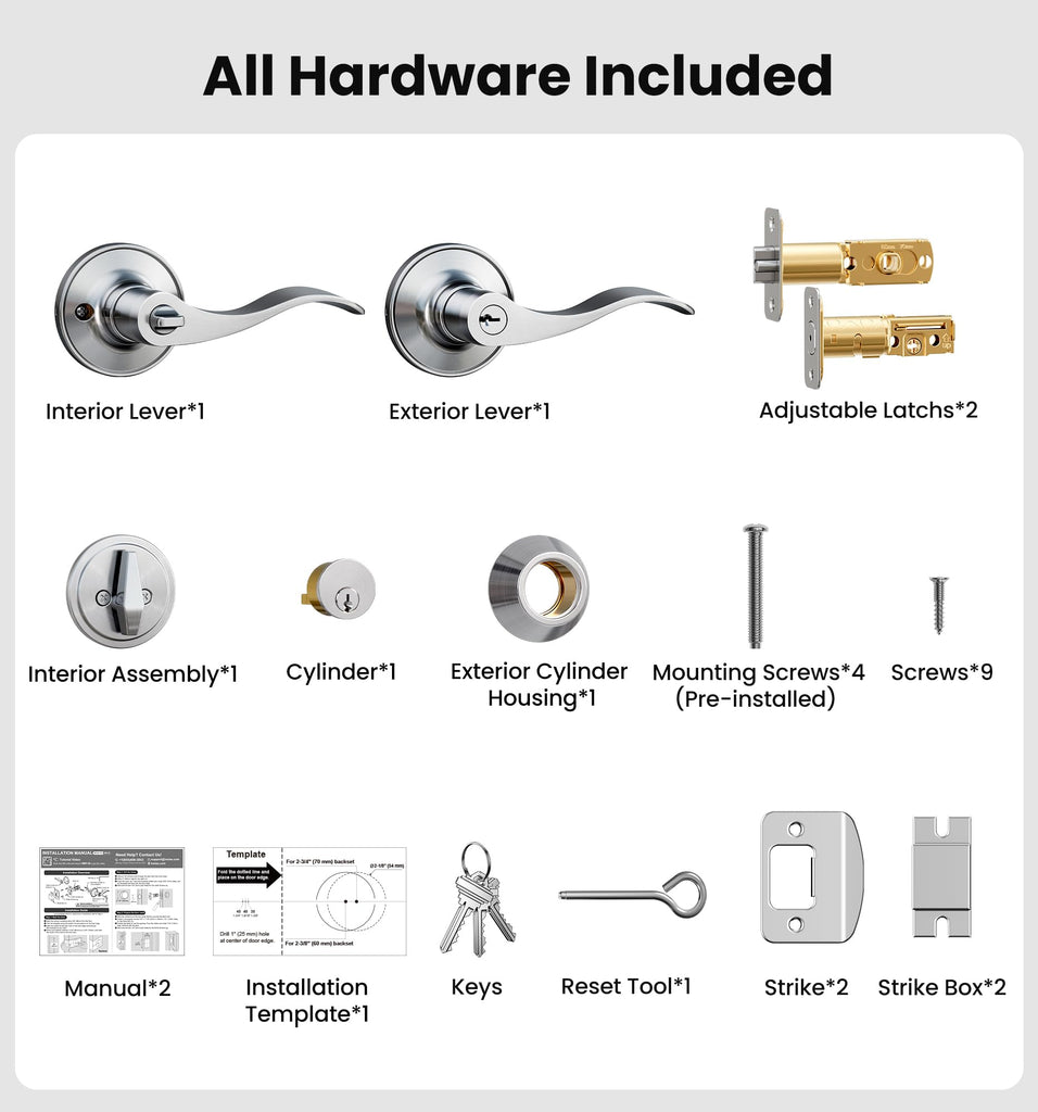 Keyed Alike Front Door Handle Lock Set with Deadbolt, Satin Nickel