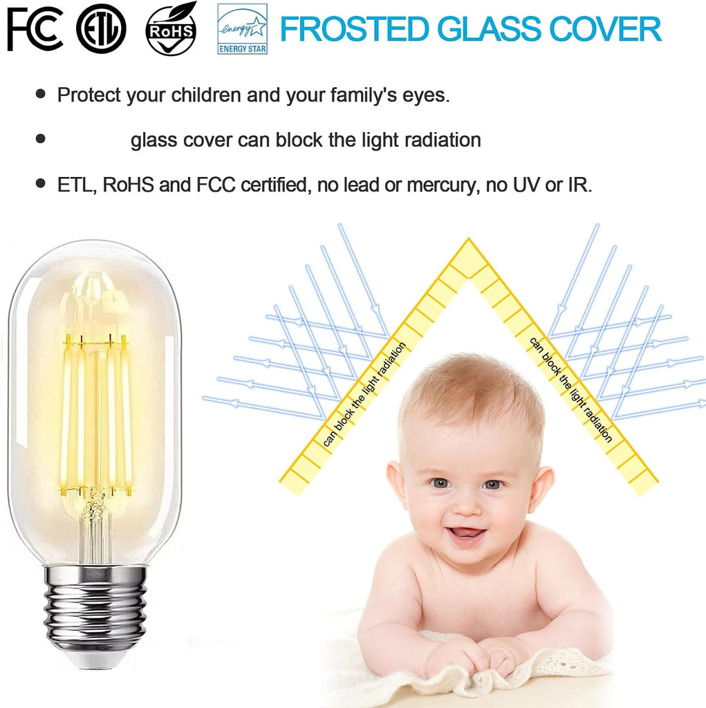 E26 LED Light Bulb 4W,Equivalent 40W,E26 Tubular Light Bulb Non Dimmable 2700K Warm White,Antique Clear Edison