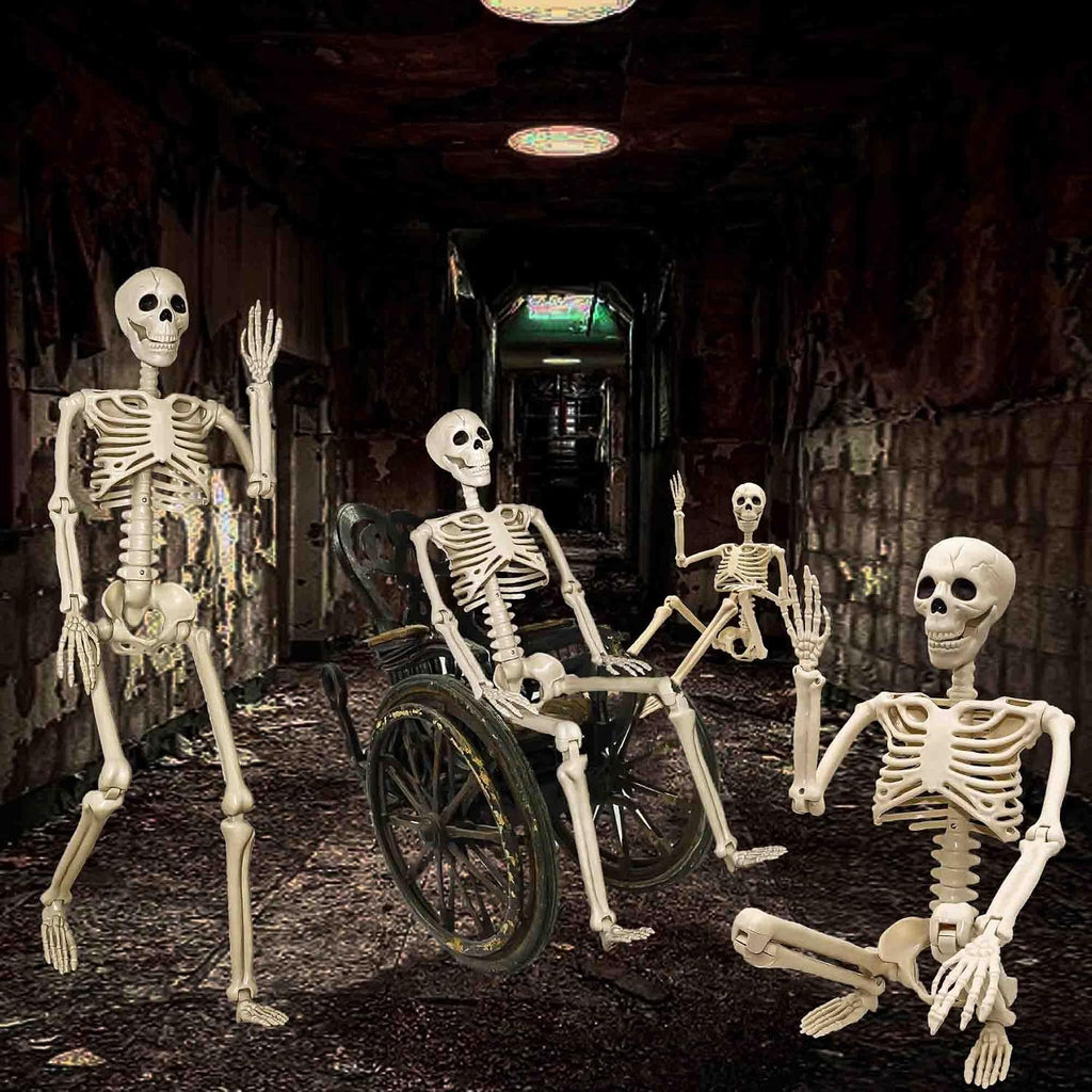 36"Halloween Skeleton - 3 ft Life Size Human Skeleton with Full Body Posable Joints Plastic Skeleton - Set of 2