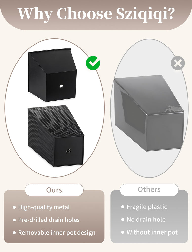 Black Metal Taper Planter with Inner Pots, Indoor Planter Pots