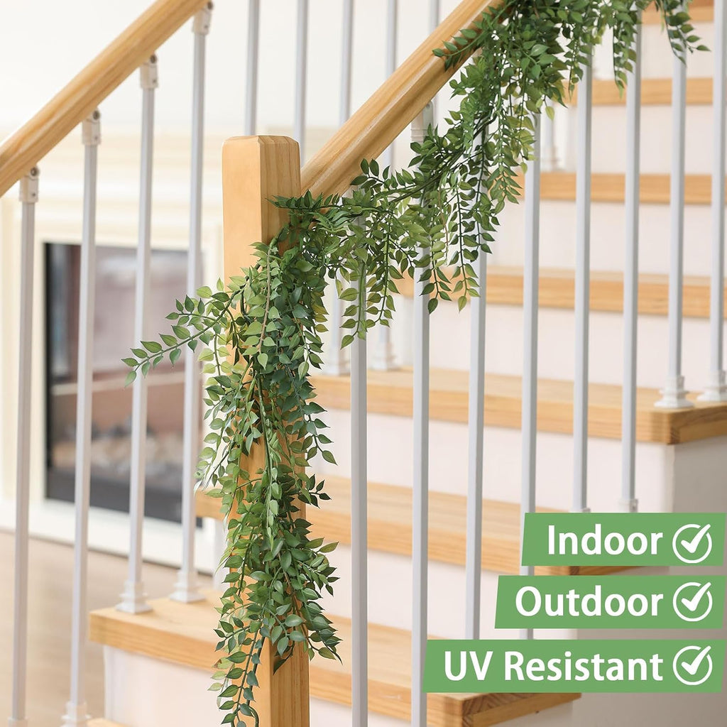 Artificial Vines Garland 6 Feet Fake Vine with Green Leaves Realistic Greenery Garland Faux Hanging Plants Greenery