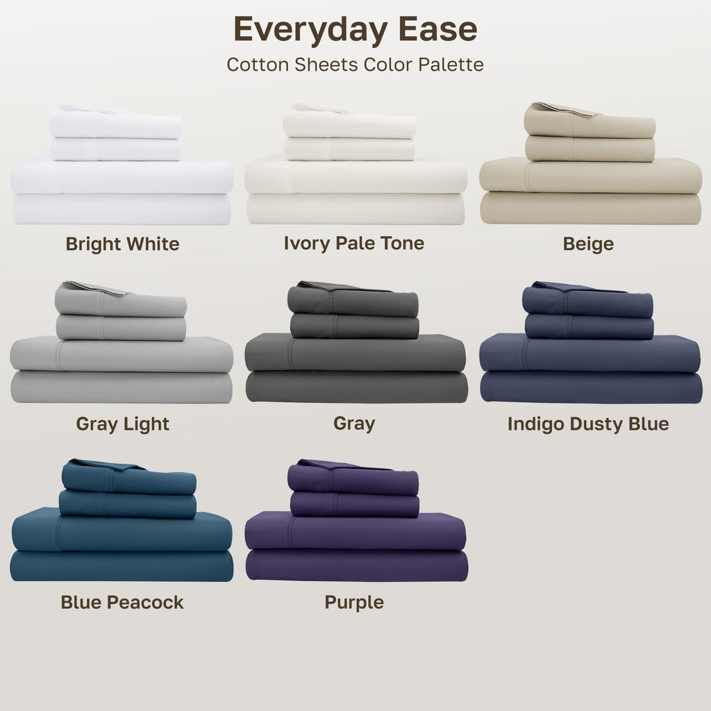 100% Cotton Sateen Bedding Sheets Set, White