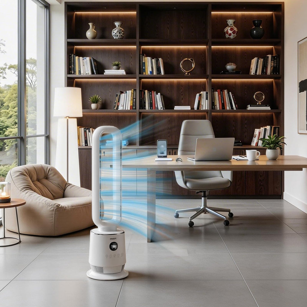 32" Bladeless Tower Fan , Smart Tower Fan with Remote, 90°Oscillating Bladeless Fan with 3 Modes, 3 Speeds & 12H