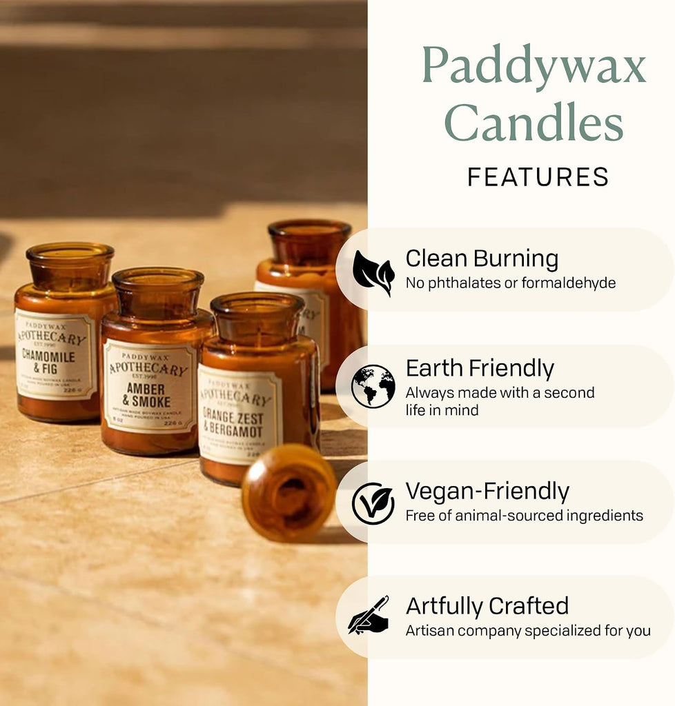 Artisan Apothecary Scented Candle with Lid in Reusable Glass Jar, Clean-Burn Soy Candle with Approx. 54 Hour Burn - Set of 8