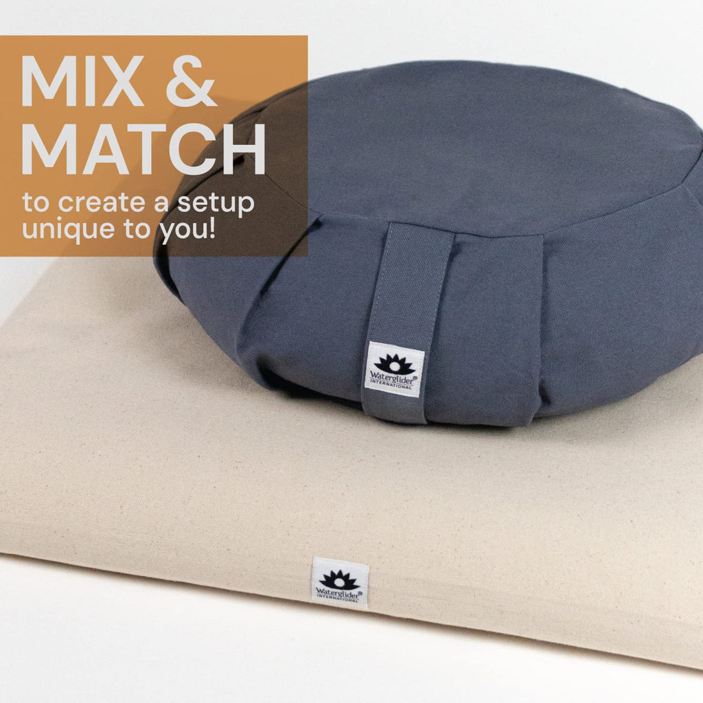 Meditation Cushion (Twilight Blue) Round, Buckwheat Husk Filled, Floor Pillow or Cushions, Yoga Seat, Zafu, Made in