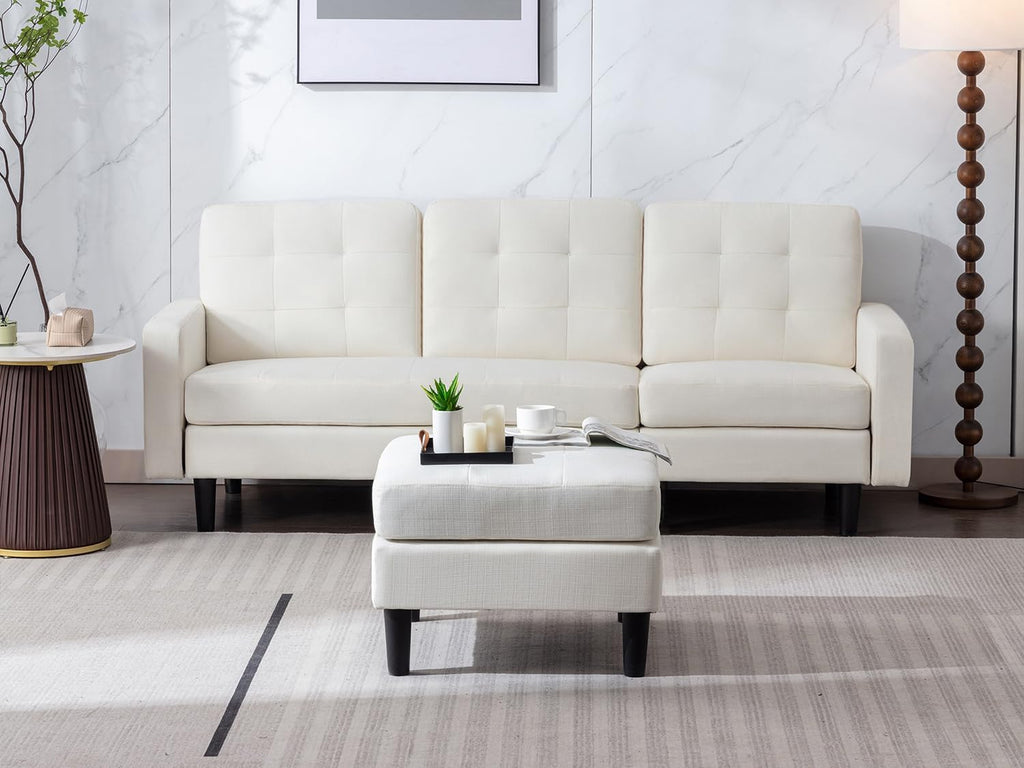 Convertible Sectional Sofa, Modern Linen Fabric L-Shaped Couch with Reversible Chaise for Living