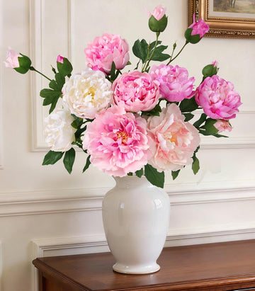 Bouquets Peonies Artificial Flowers with 22'' Long Stems, Latex Real Touch Faux Peony Flowers, Fake Peonies Bouquet - Set of 3