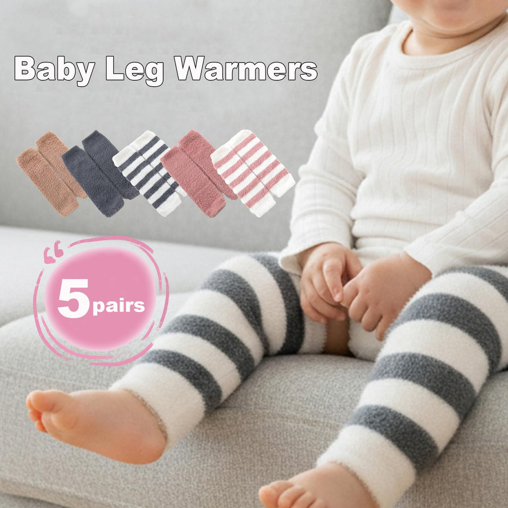 Baby Leg Warmers 5 Pairs Fleece Winter 3-24 Months Boys Girls