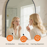 26"x38" Arch Black Bathroom Wall Mirror, Metal Frame Vanity Mirror