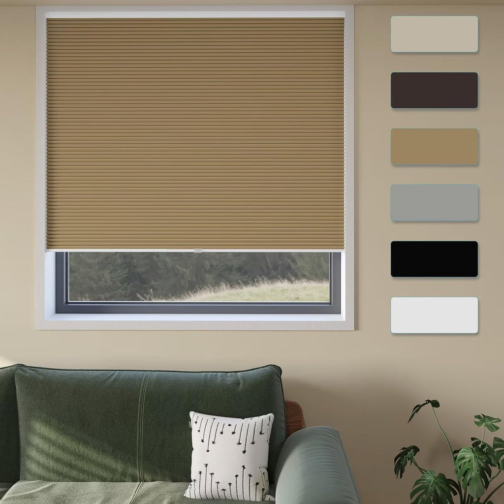 No Tools No Drill Cordless Cellular Window Shades 18"W x 64"H Grey