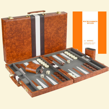 Backgammon Set - 11 Inch Backgammon Sets for Adults, Folding Classic Board Game with Premium Leather Case, Best