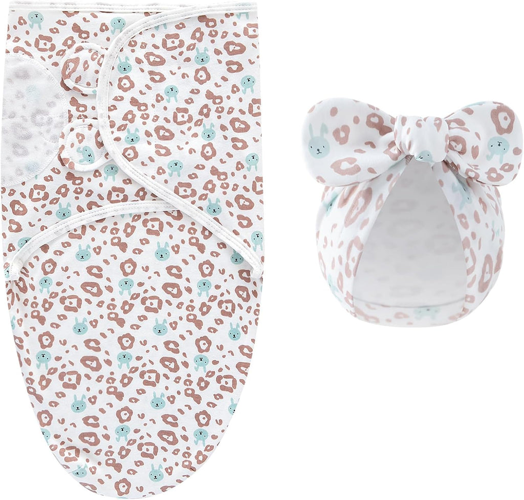 Pack Baby Swaddles for Newborns with Bow Hat for Girls Purple Set