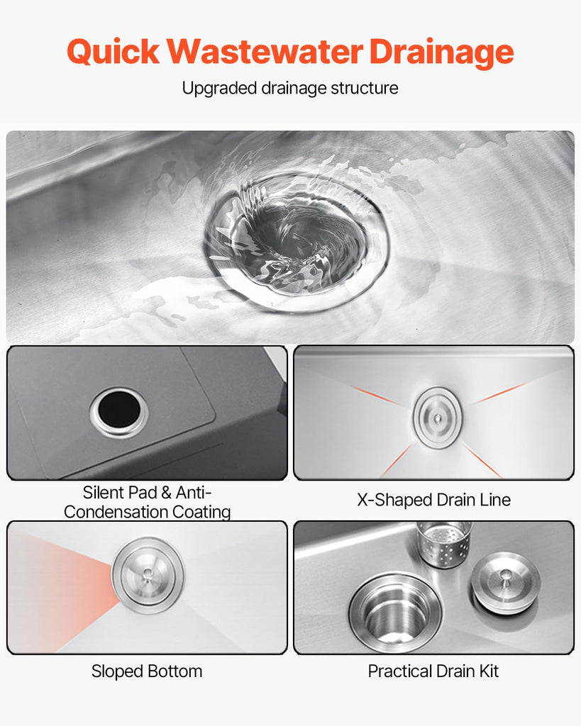 30 inches Kitchen Sink Workstation, Ledge and Multiple Accessories