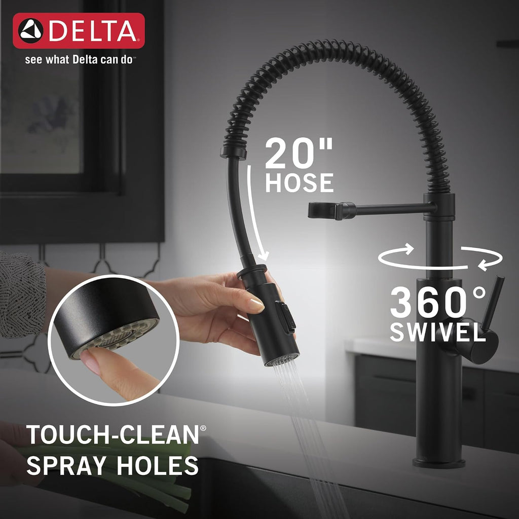 Antoni Pro Style Commercial Kitchen Faucet with Pull Down Sprayer, Single Hole Matte Black Kitchen Sink Faucet