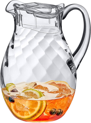Bubbly Whirly - Plastic Pitcher (64 oz, 2 Quart), Clear Water Pitcher with Lid, Fridge Jug, BPA-Free, Shatter-Proof
