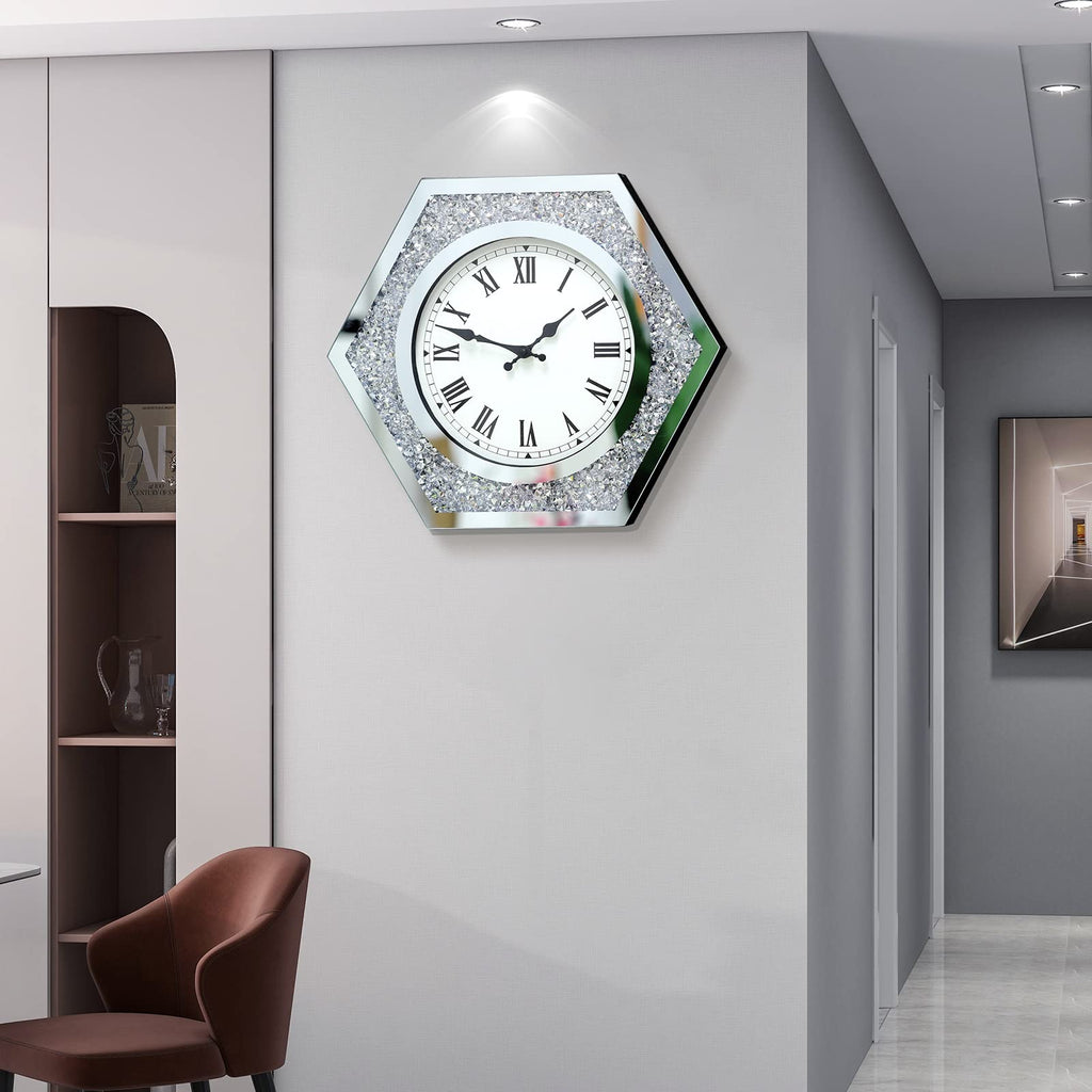 Large Crystal Crush Diamond Wall Clock Decor