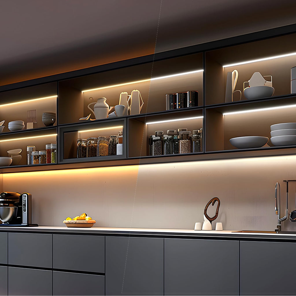 Smart Under Cabinet Lights 6 Bars, App/Voice/Hand Wave Control, Silver