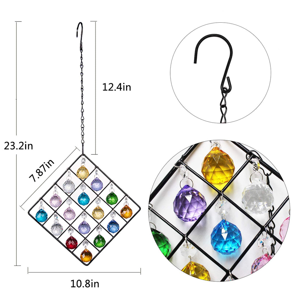 Colorful Crystal Ornaments - Metal Crystal Garden Pendant Rainbow Crystal Ornament Crystal Ball Prism for Window
