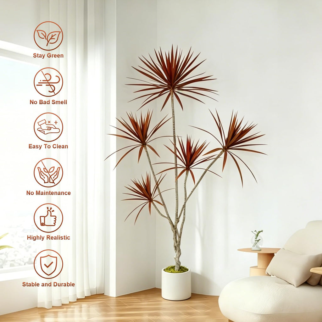 6ft Artificial Dracaena Marginata Fall Tree with Decorative Planter