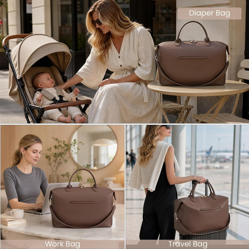 Diaper Bag Tote Convertible Vegan Leather Diaper Tote Backpack Diaper Mommy Bags Hospital Bag Work Totes