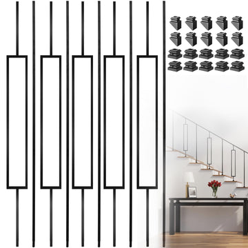 Deck Balusters, 10 Pack Wrought Iron Balusters, 1/2" Deck Railing Stair Metal Deck Spindles, Staircase Baluster W/ 20