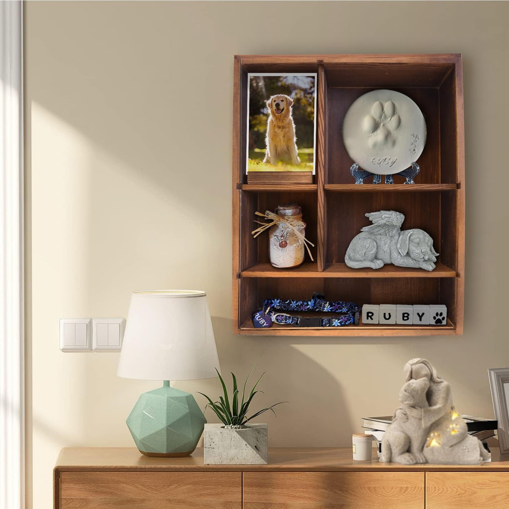 Solid Wood 11*14" Pet Memorial Shadow Box with Adjustable Shelves