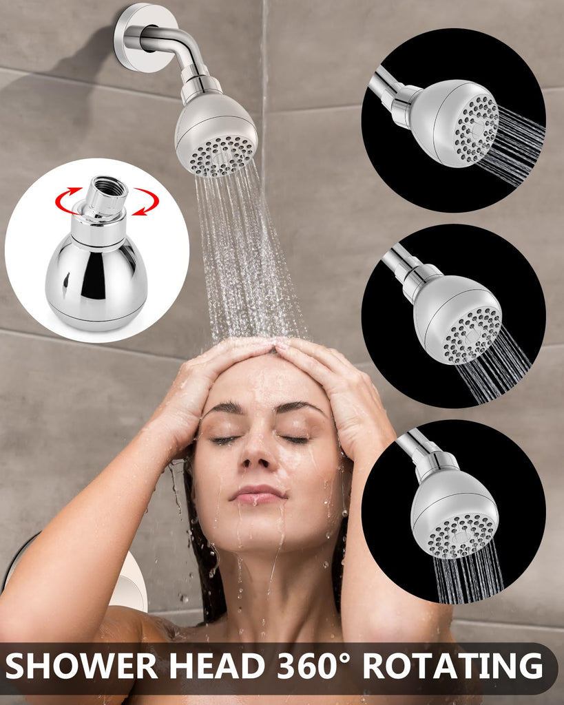 Shower Faucet Set with Rough-In Valve and Shower Head, Polish Chrome