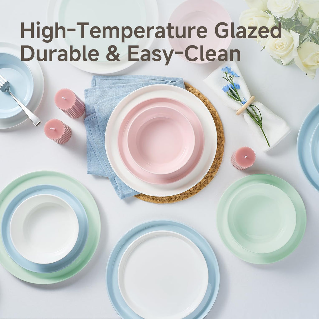 24-Piece Bone China Dinnerware Sets, Mint Green