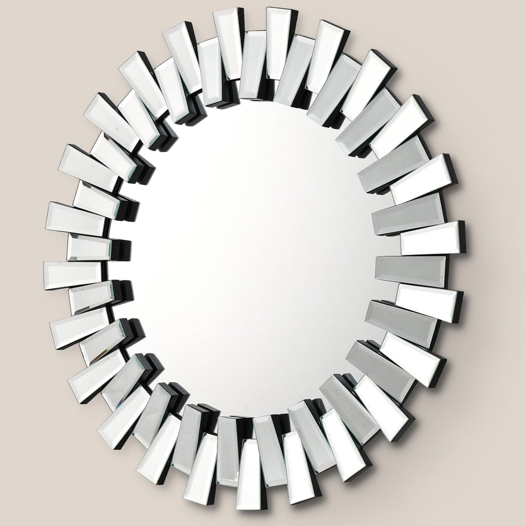 32" x32" Round Sunburst Wall Mirror, Frameless Beveled Edge