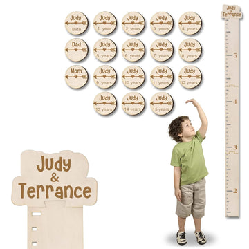 Personalized Wooden Growth Height Chart Ruler for kids, Custom Name Growth Chart for Boys and Girls, Laser Engraved
