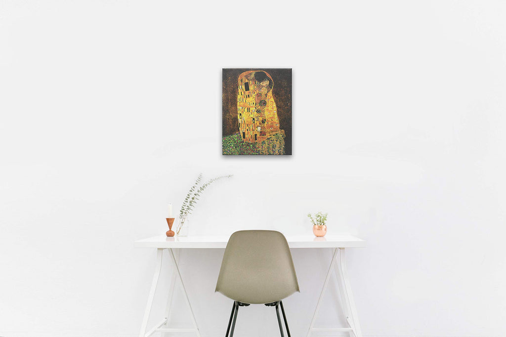 The Kiss By Gustav Klimt Wall Art Canvas Print 16x20 | Famous Classic Love Abstract Decor Romantic Picture | Home