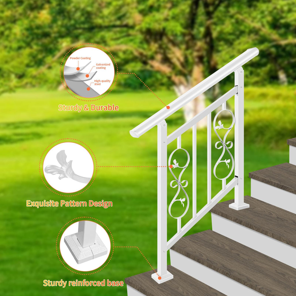 Unique Design 2 Step Hand Rails for Outdoor Steps, Adjustable