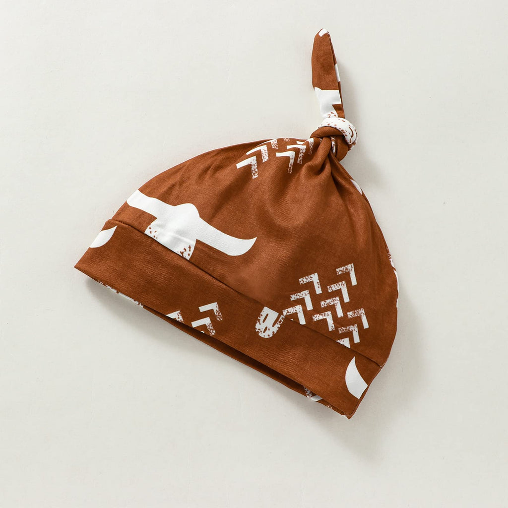 Baby Girl Boy Fall Clothes Newborn Coming Home Outfit Bull Print Western Clothes Knotted Sleeping Bag with Hat(N-Bull