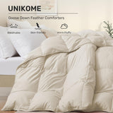 Goose Feather Down Fiber Comforter Queen, All Season Duvet Insert with Soft Downproof Cover