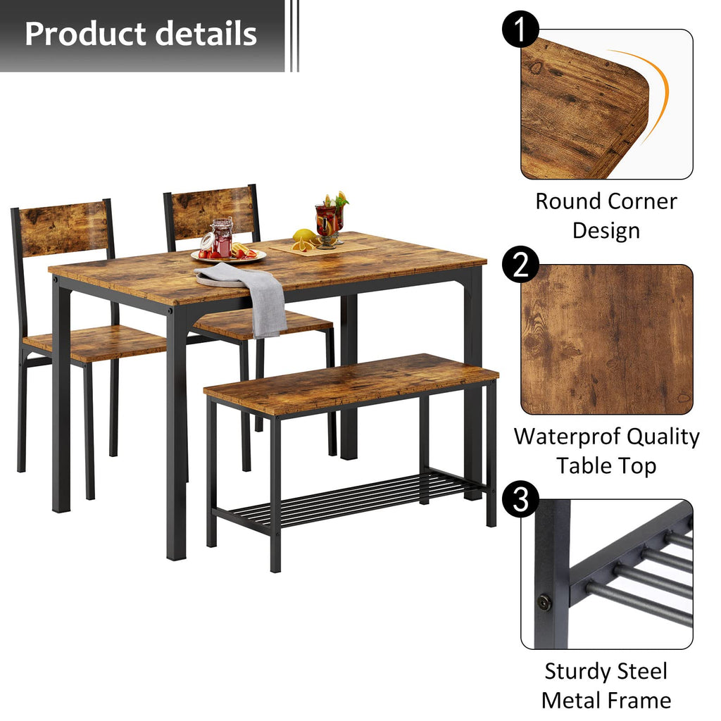 Dining Table with 2 Chairs and 1 Bench Dining Room Sets for 4 Soho Dining Table and Chairs Set, Rectangular