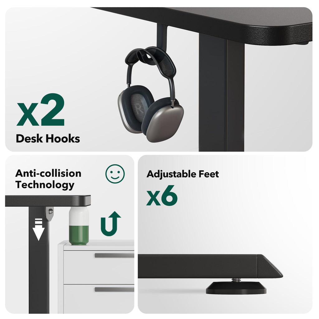 L-Shaped Standing Desk - 63 x 55 Inch Adjustable Corner Standing Desk with Charging Station - L Shape Sit Stand Table