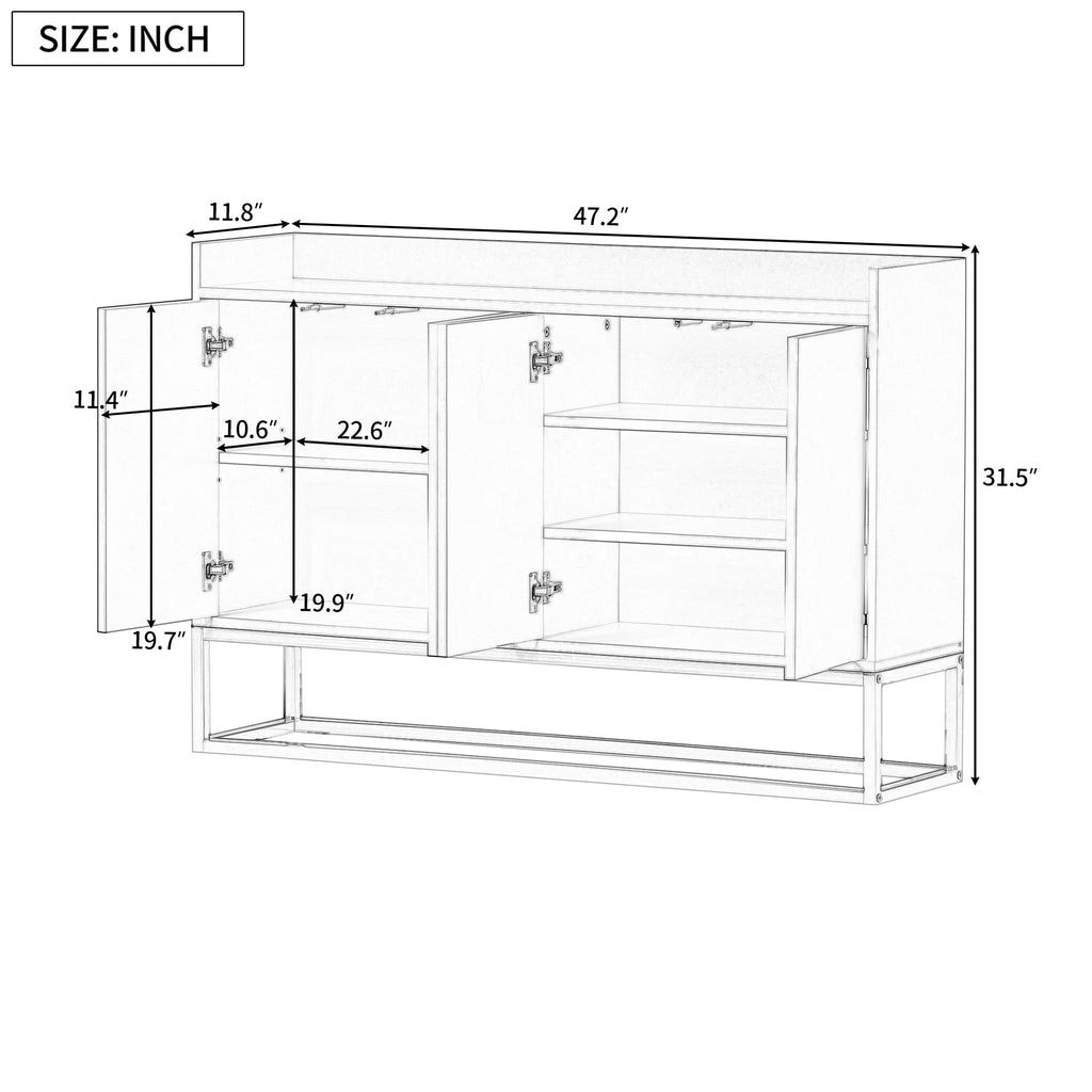 Sideboard Buffet Cabinet with Storage, Modern Storage Cabinet with 4 Doors and Metal Base, Accent Console Table with