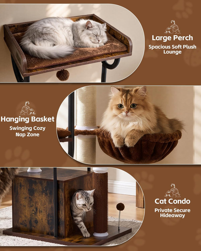 74" Cat Tree, Cat Tower for Indoor Cats, Modern Cat Tree Tower