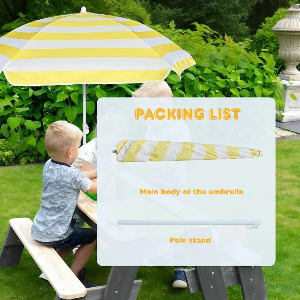 5ft Kids Beach Umbrella for Picnic, Water Table, Sand Box Sun Shade